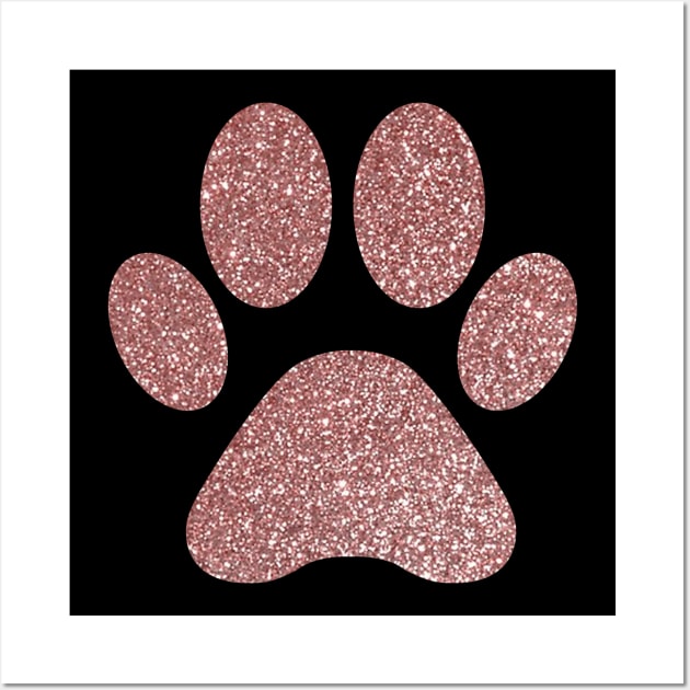 Paws - Gold Confetti On Strips With Rose Gold Paw Wall Art by mangobanana